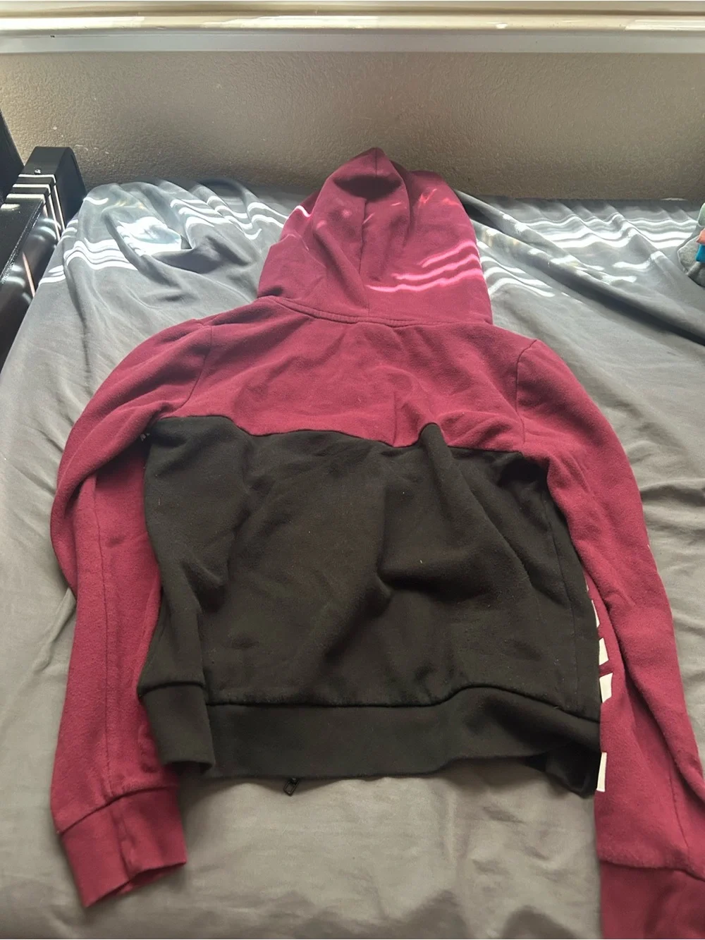 PINK Victoria's Secret Maroon Zip Hoodie with Black Trim - Picture 6 of 6